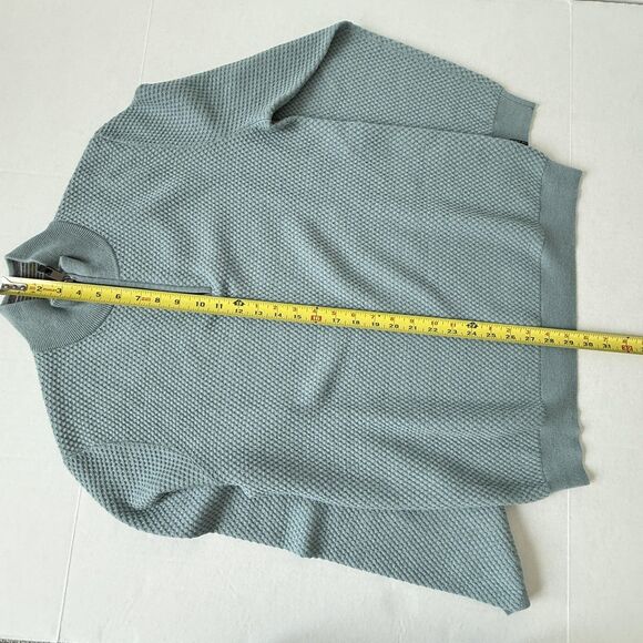 Ted Baker Sweater Mens XL Blue Wool Blend Half Zip Mock Neck Honeycomb - Picture 5 of 11